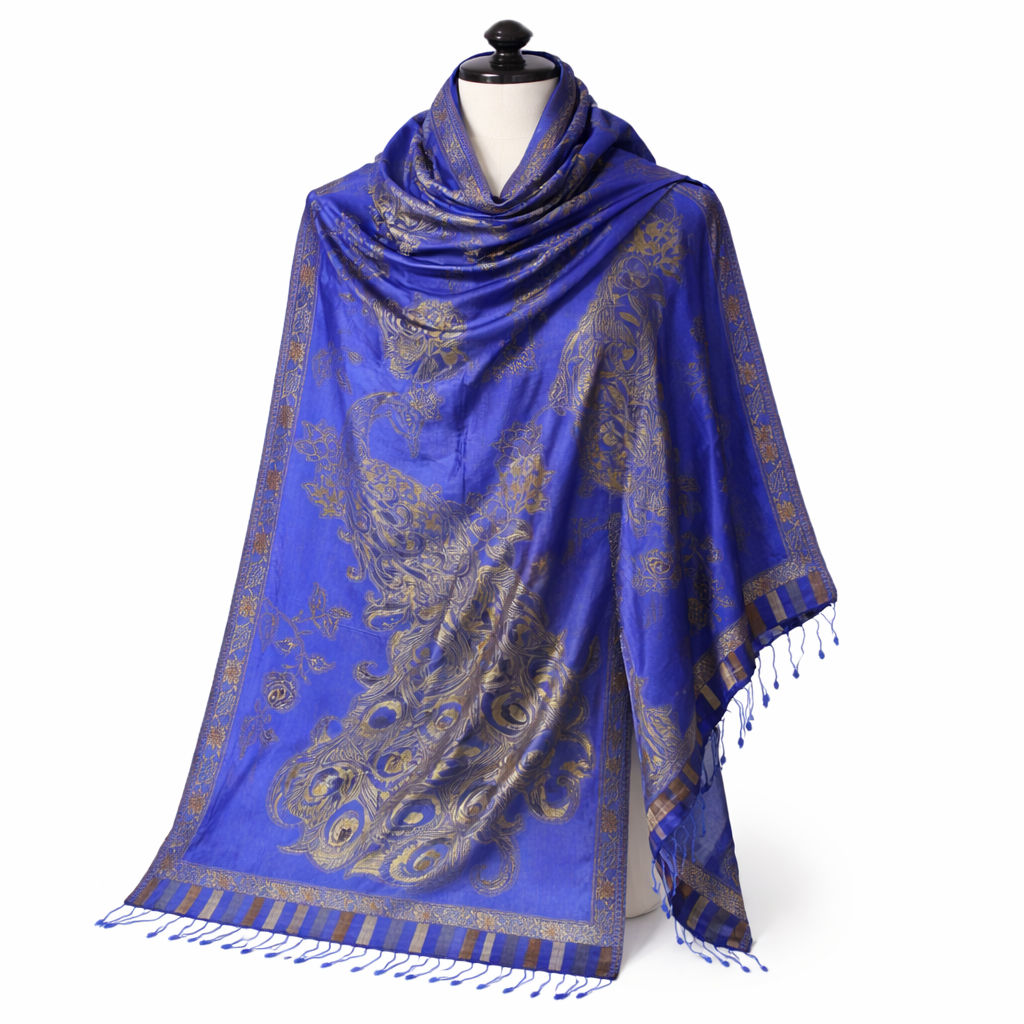 Blue Peacock Designer Scarf